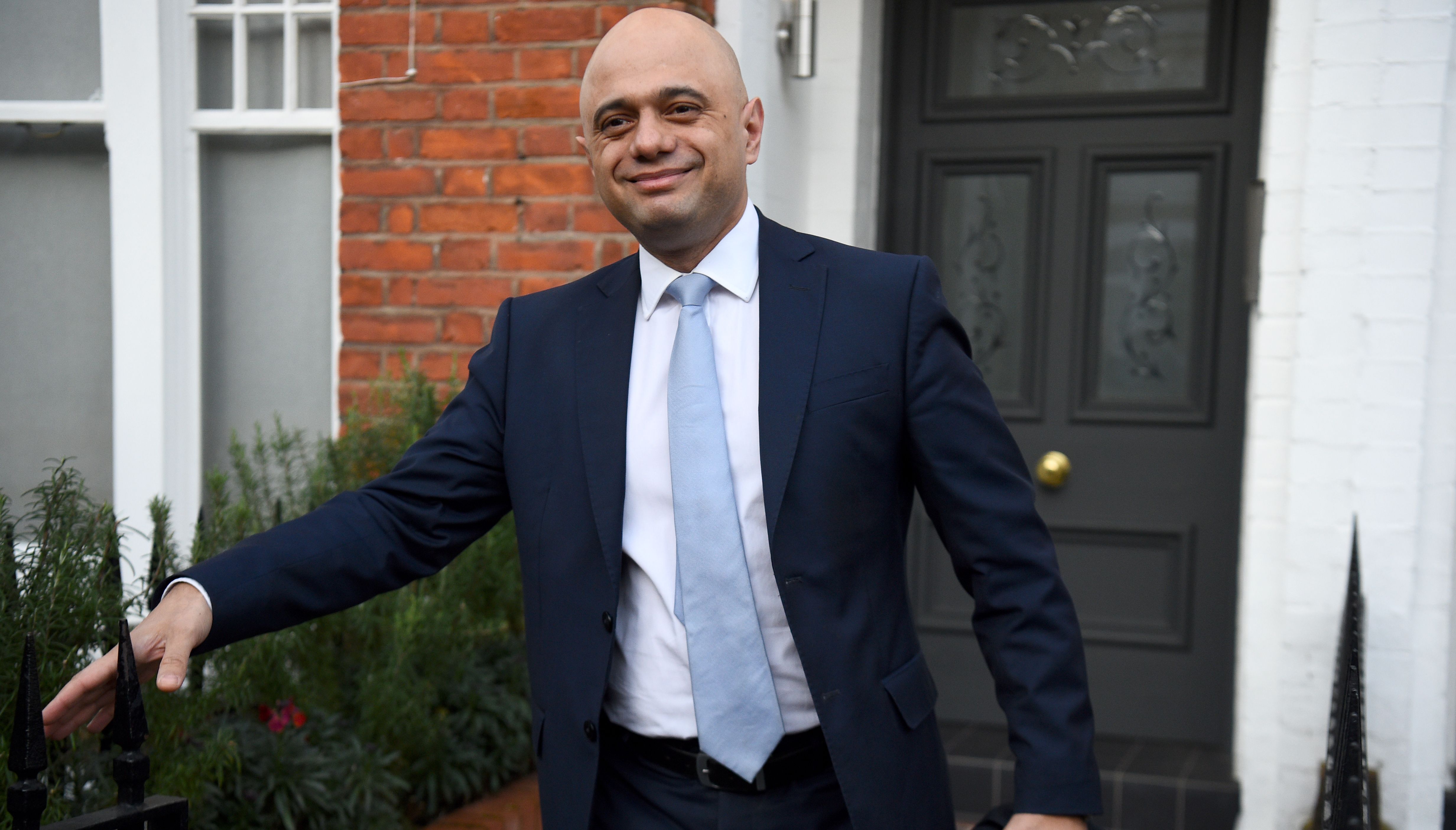 Former Chancellor of the Exchequer Sajid Javid leaving his south London home following the Cabinet reshuffle.