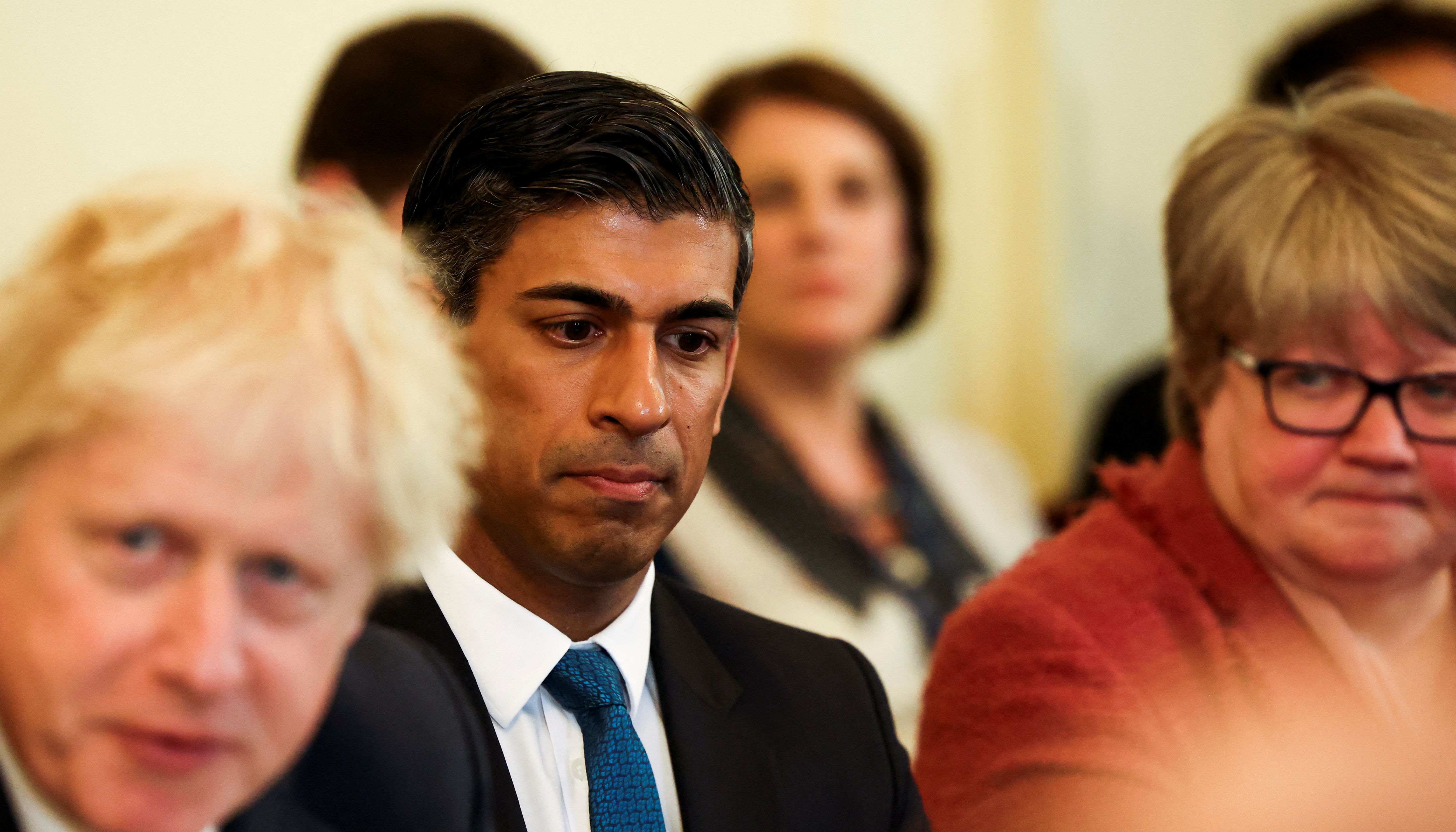 Former chancellor Rishi Sunak during a Cabinet meeting at 10 Downing Street.