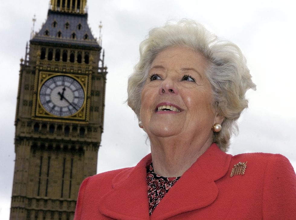 Former Commons Speaker Baroness Betty Boothroyd, at Westminster, following an announcement that she is be bestowed with the Order of Merit by The Queen.