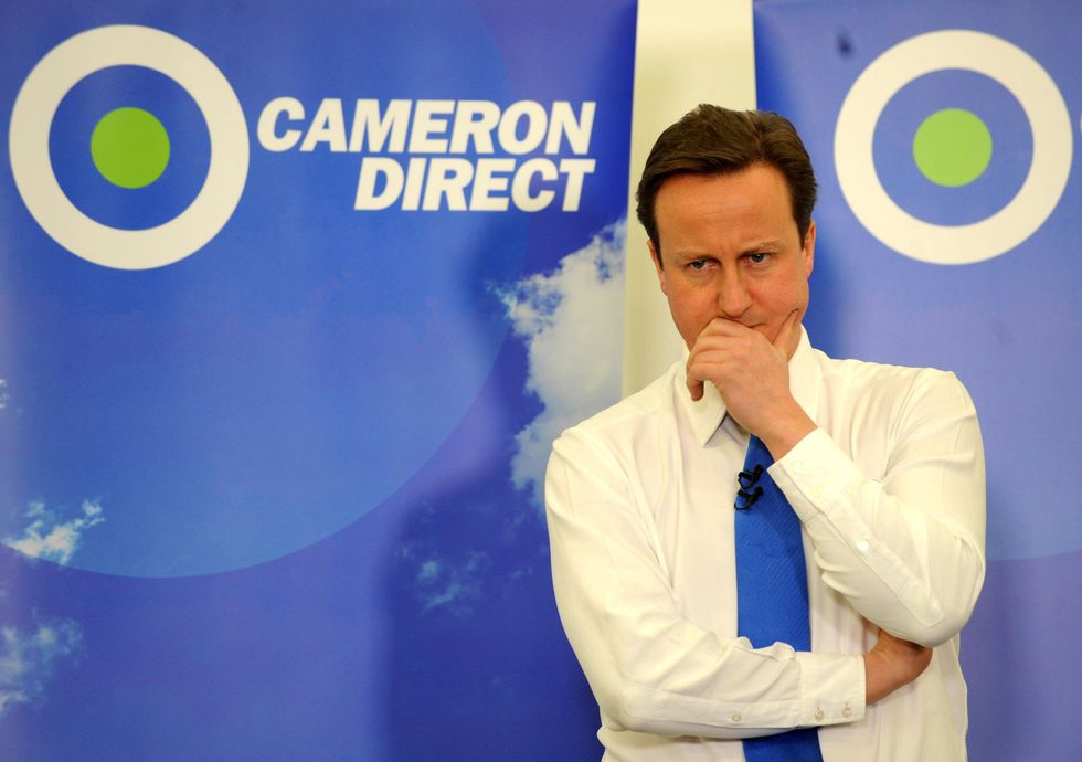 Former Conservative Party leader David Cameron holds one of his regular 'Cameron Direct' meetings in Leamington Spa