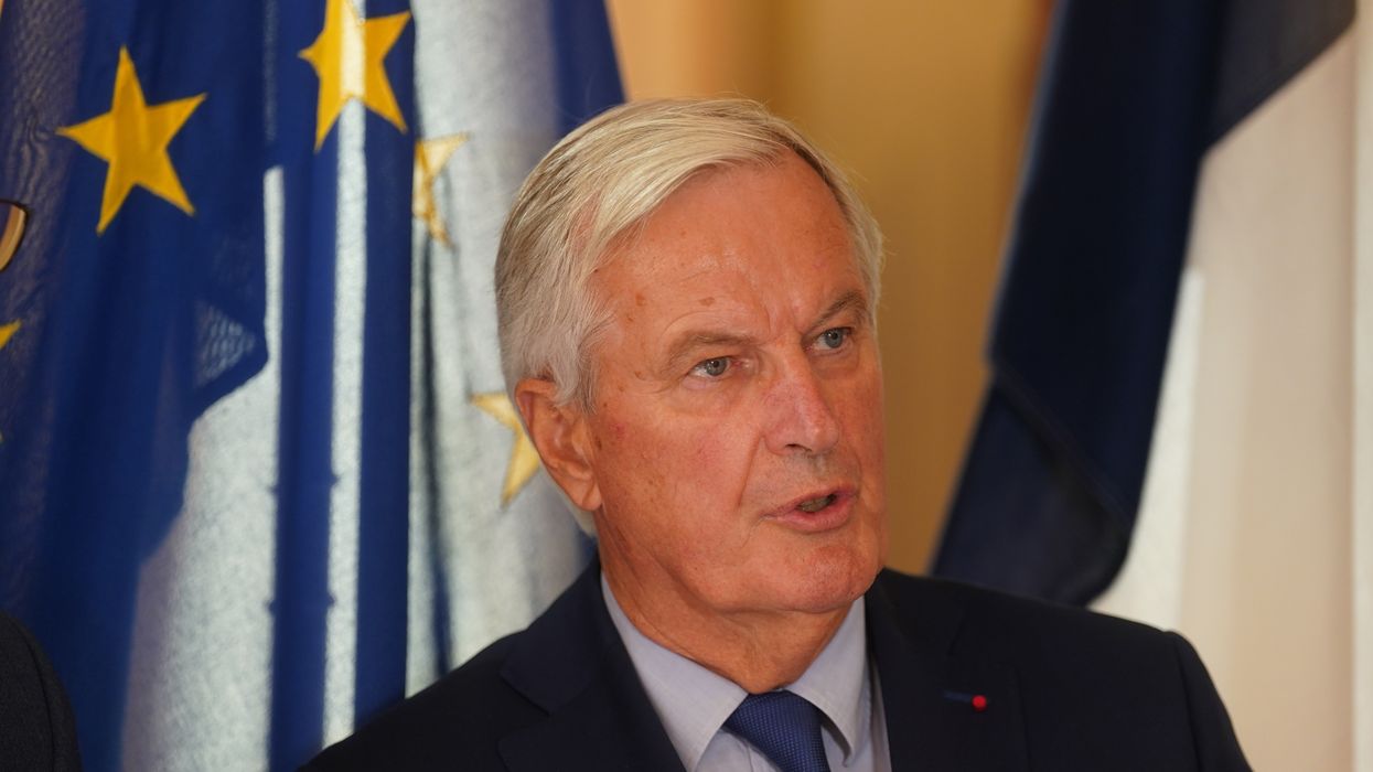 Former EU Brexit negotiator Michel Barnier speaking to the media at Iveagh House