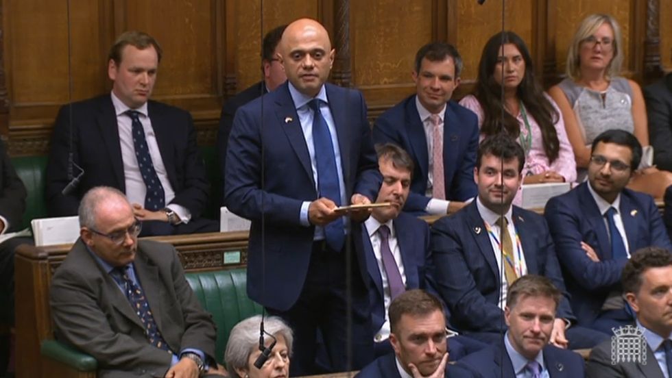 Former health secretary Sajid Javid delivers a personal statement to the House of Commons, Westminster, following his resignation from the cabinet on Tuesday.