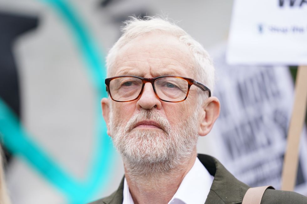 Former Labour leader Jeremy Corbyn joins a demonstration in Parliament Square, London, by the Stop the War campaign group to demand that politicians recognise that the war in Afghanistan was a catastrophe that must not be repeated. Picture date: Wednesday August 18, 2021.