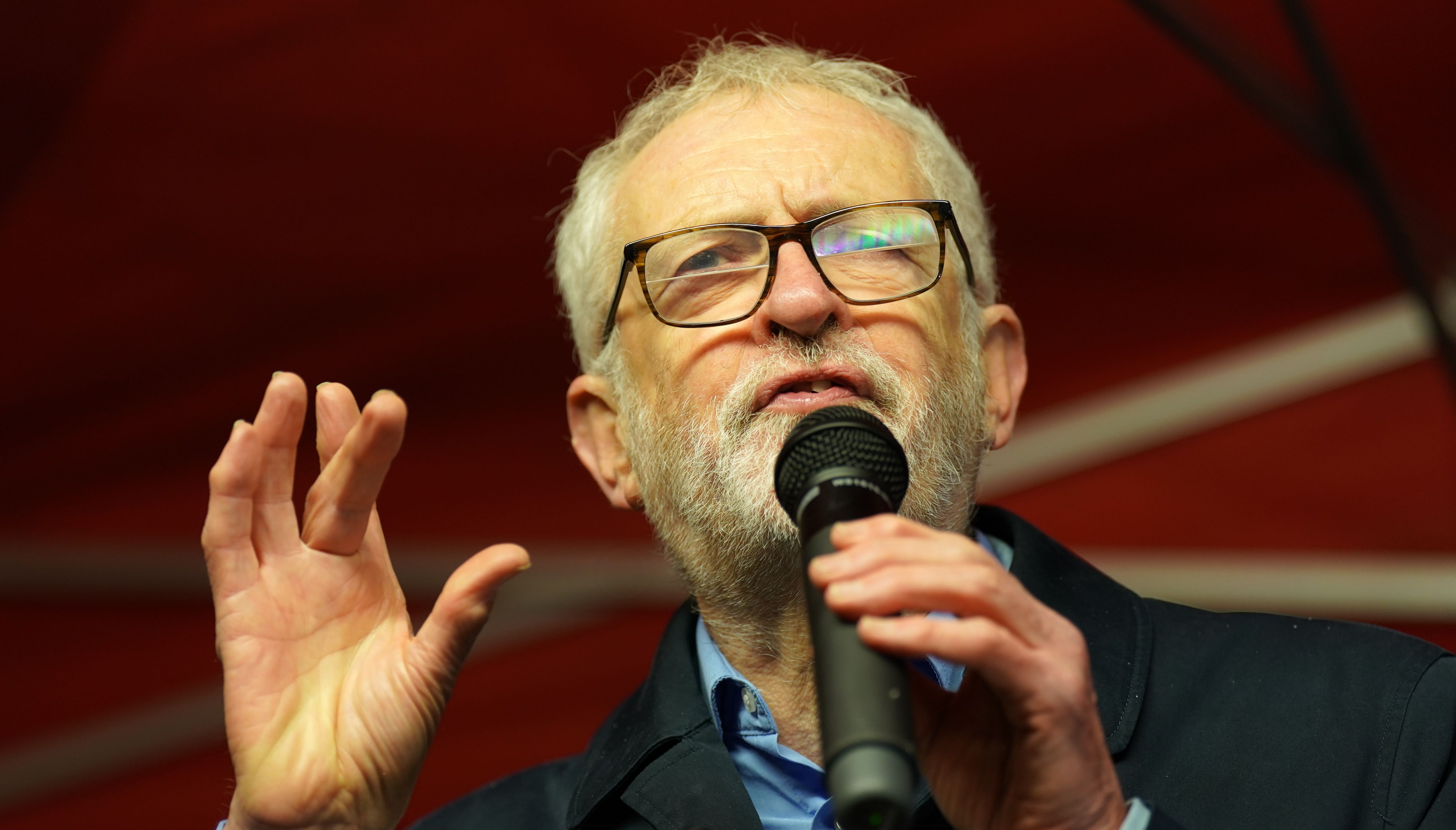 Former Labour Party leader Jeremy Corbyn speaking to protesters outside the Houses of Parliament in London as the Bill on minimum service levels during strikes reaches its second reading. Picture date: Monday January 16, 2023.