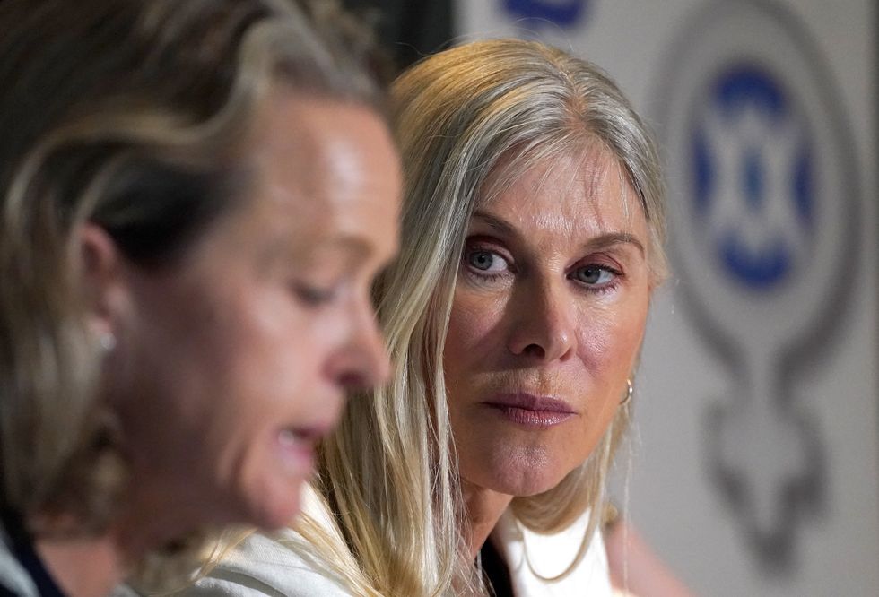 Former Olympic athletes Sharron Davies and Mara Yamauchi speak about the importance of maintaining female sporting categories at both elite and grassroots levels and concerns about the potential impact of the Gender Recognition Act (GRA) reform, at the Macdonald Hotel in Edinburgh. Picture date: Thursday June 16, 2022.