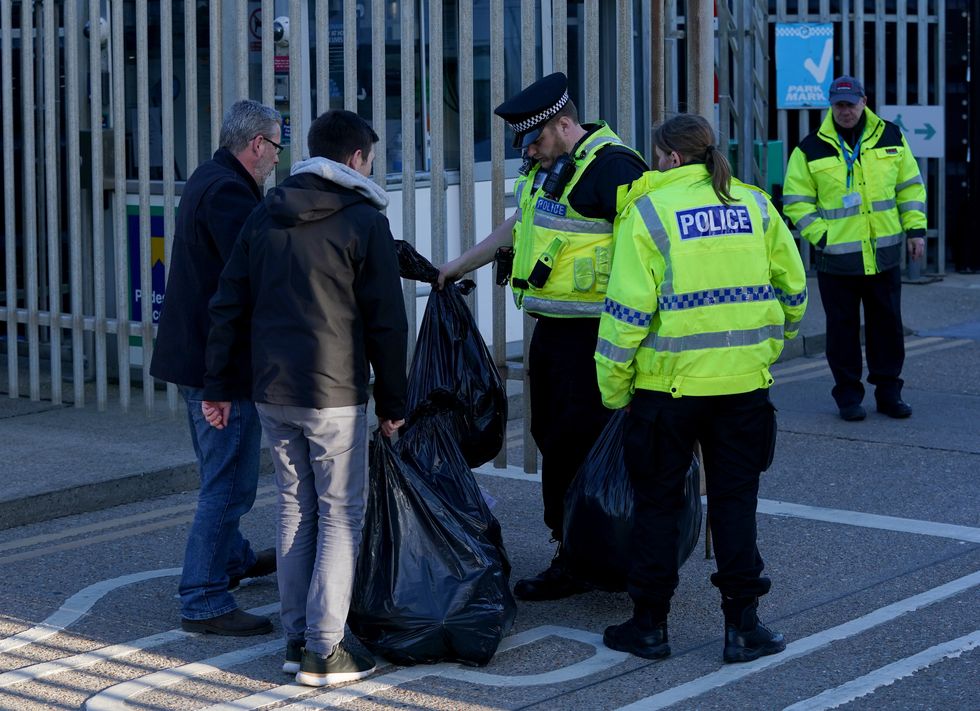 Former P&O staff members collect belongings at the Port of Dover.