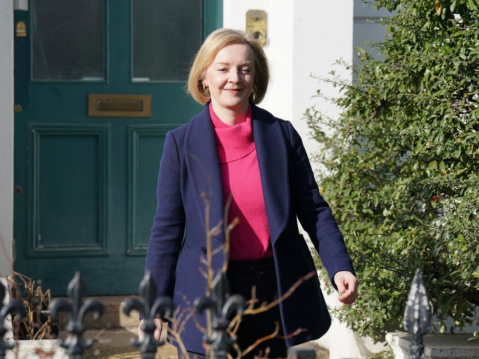 Former prime minister Liz Truss leaves her house in south-east London. In a 4,000-word article for The Sunday Telegraph, Ms Truss said she had not appreciated the strength of the resistance she would face to her plans and complained her government had been made a %22scapegoat%22 for long-standing economic issues. Picture date: Sunday February 5, 2023.