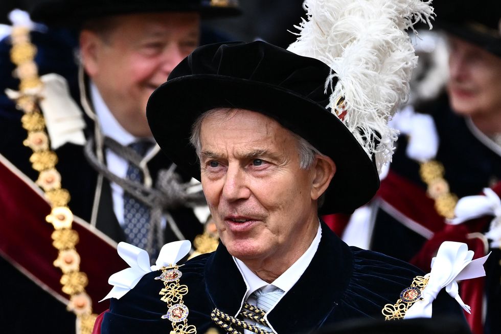Former Prime Minister Tony Blair arrives for the annual Order of the Garter Service at St George's Chapel, Windsor Castle. Picture date: Monday June 13, 2022.