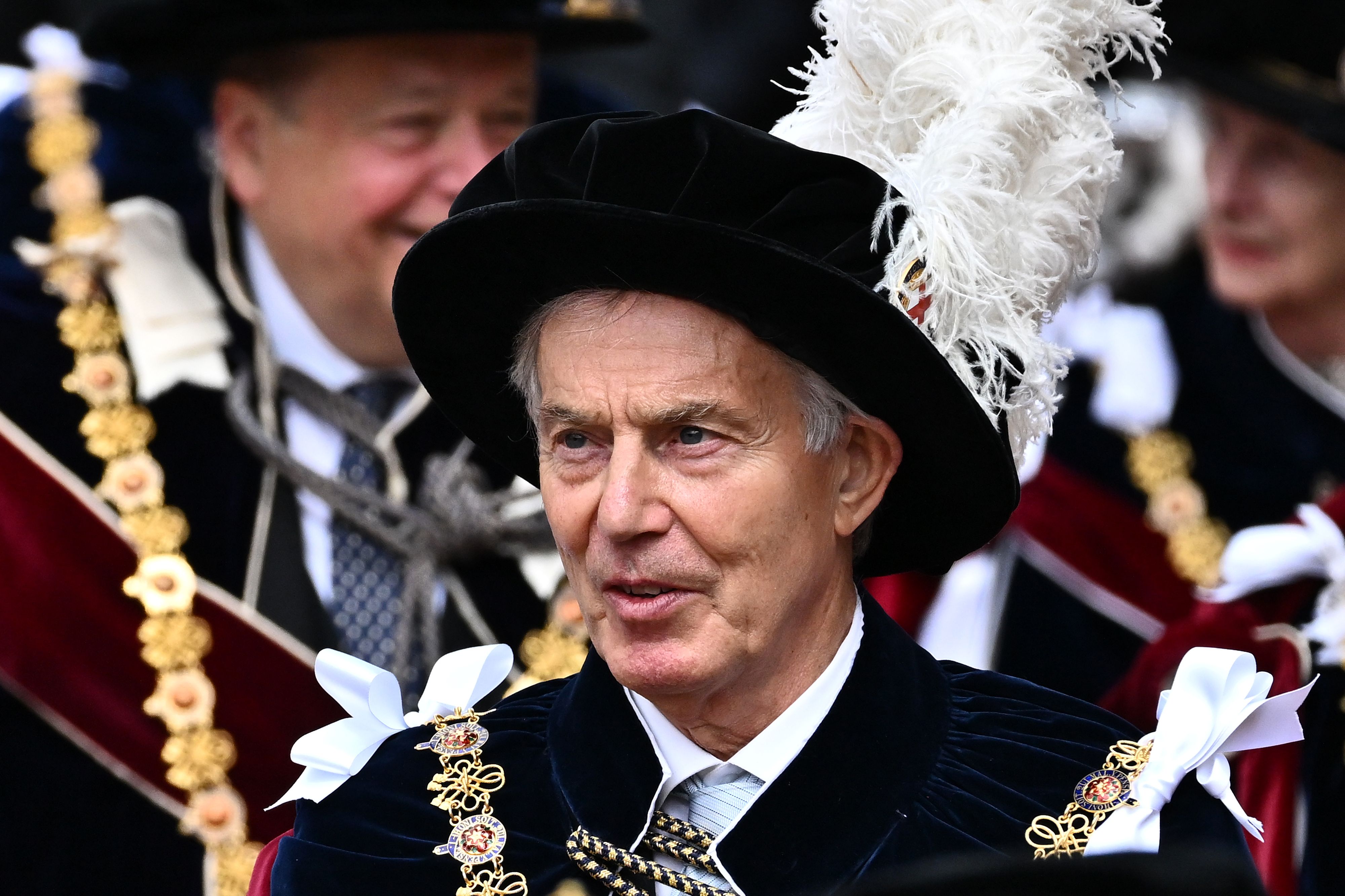 Former Prime Minister Tony Blair arrives for the annual Order of the Garter Service at St George's Chapel, Windsor Castle
