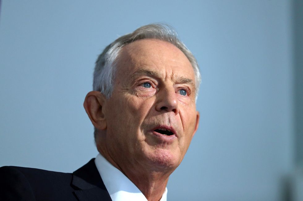 Former prime minister Tony Blair gives a speech at the Institute for Government.