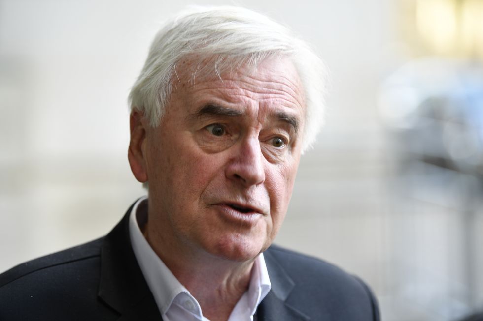 Former shadow chancellor John McDonnell speaks to the media outside BBC Broadcasting House in London. Picture date: Sunday October 16, 2022.