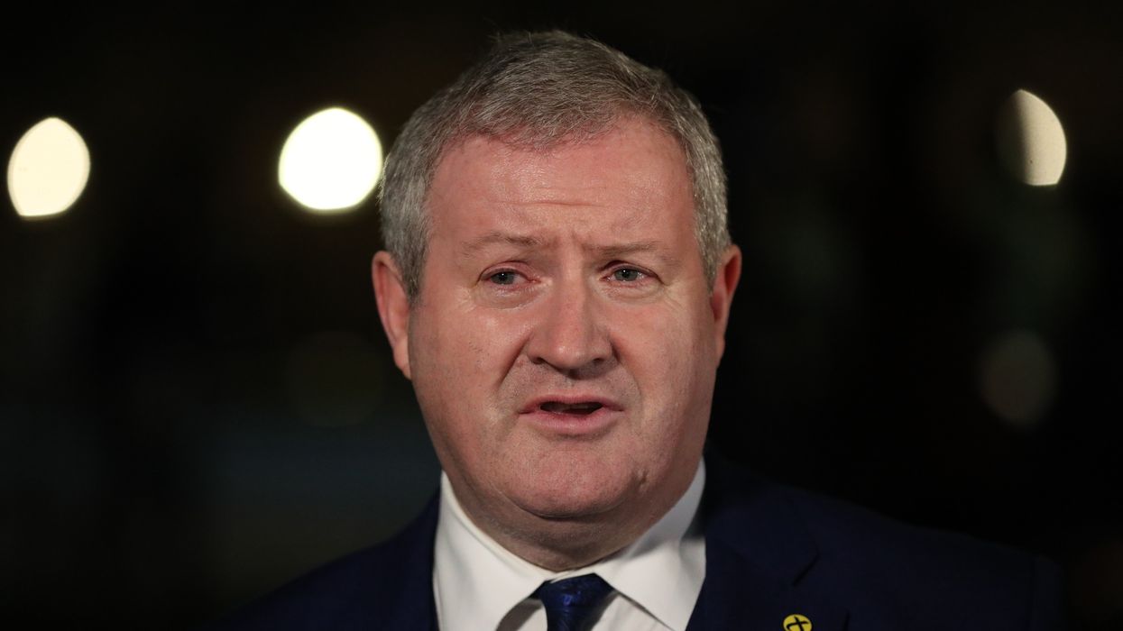 Former SNP Westminster leader Ian Blackford taking part in media interviews on College Green in Westminster