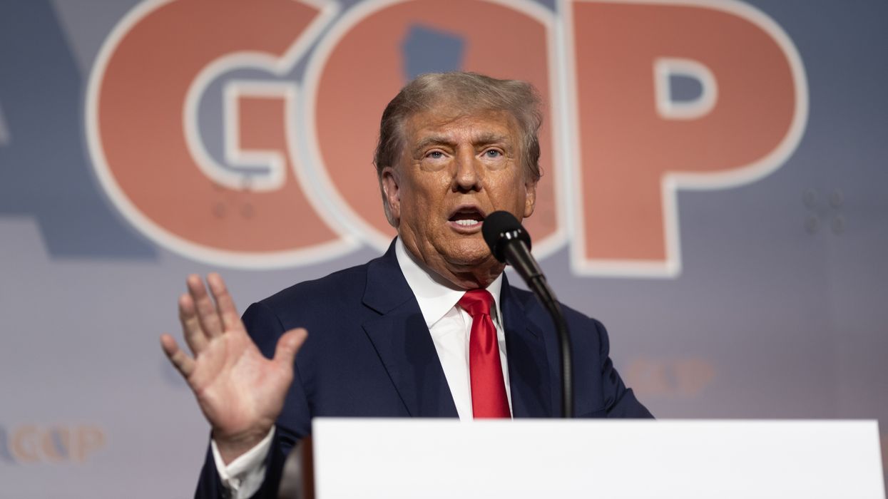 Former U.S. President Donald Trump speaks at the California GOP Fall convention on September 29, 2023