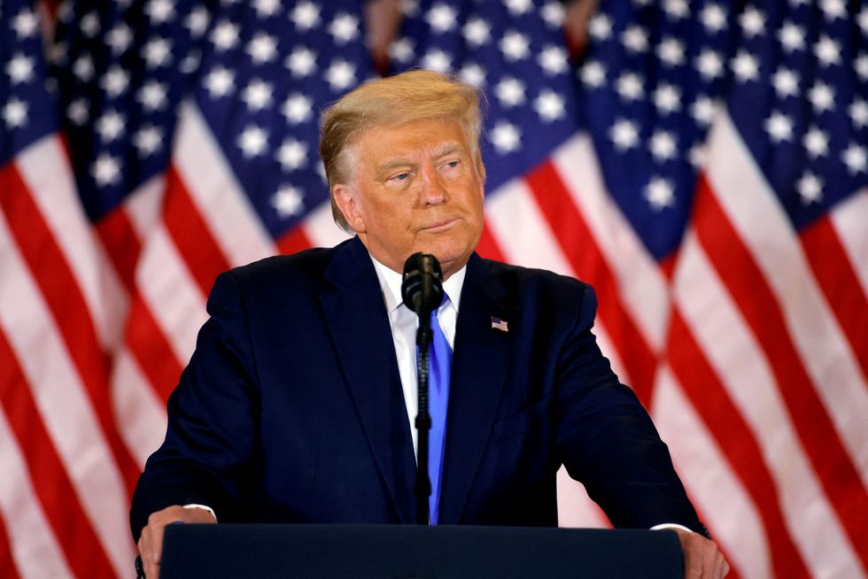 Former U.S. President Donald Trump speaks in the East Room of the White House in November 2020.