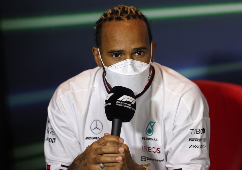 Formula One F1 - Saudi Arabia Grand Prix - Jeddah Corniche Circuit, Jeddah, Saudi Arabia - March 25, 2022 Mercedes' Lewis Hamilton during a press conference REUTERS/Ahmed Yosri