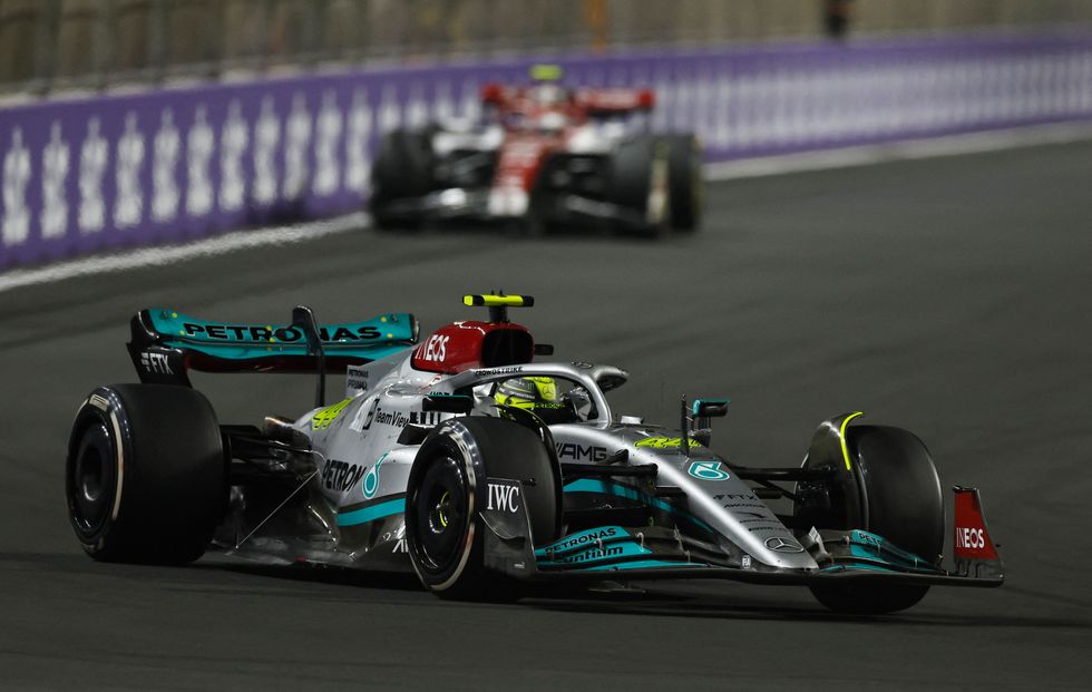 Formula One F1 - Saudi Arabia Grand Prix - Jeddah Corniche Circuit, Jeddah, Saudi Arabia - March 27, 2022 Mercedes' Lewis Hamilton in action during the race REUTERS/Hamad I Mohammed