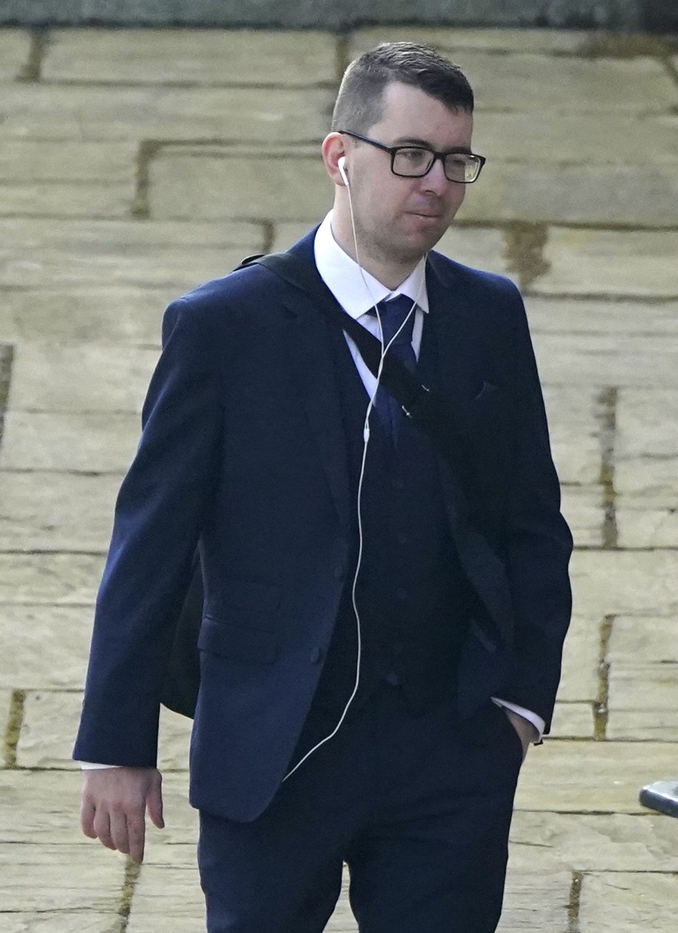 Founder of banned terrorist organisation National Action Alex Davies arrives at Winchester Crown Court where the 27-year-old, from Swansea, is charged with membership of an outlawed organisation between 17 December 2016 and 27 September 2017. Picture date: Wednesday April 20, 2022.