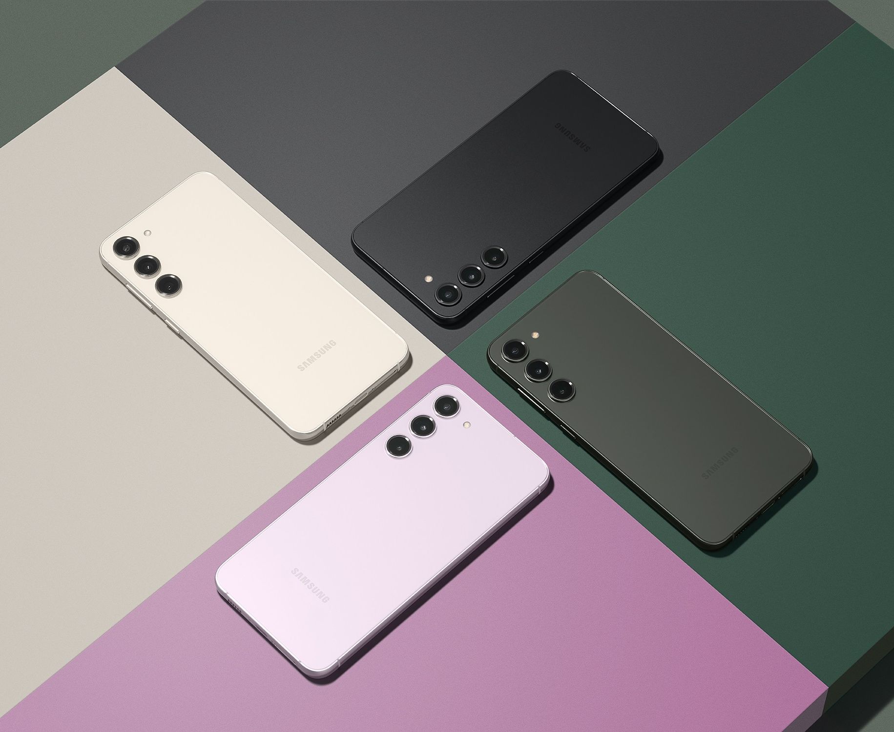 four colour options for the galaxy s24 series lying face down