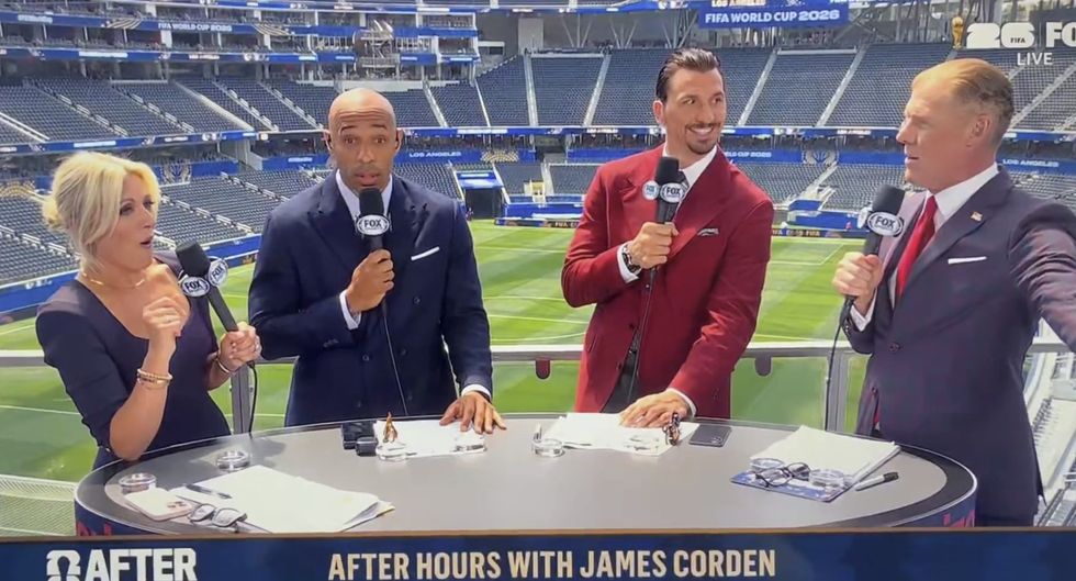 Fox News pundit Alexi Lalas left Thierry Henry stunned and Zlatan Ibrahimovic grinning after calling James Corden a "full kit w*****"