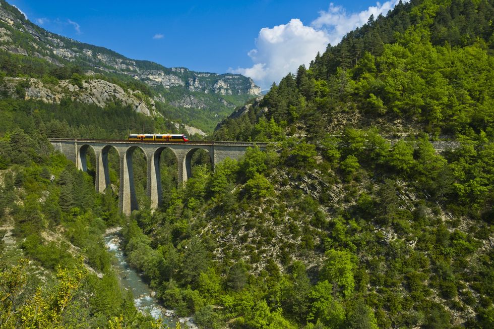 France, Alpes de Haute Provence, M\u00e9ailles village, the train des Pignes