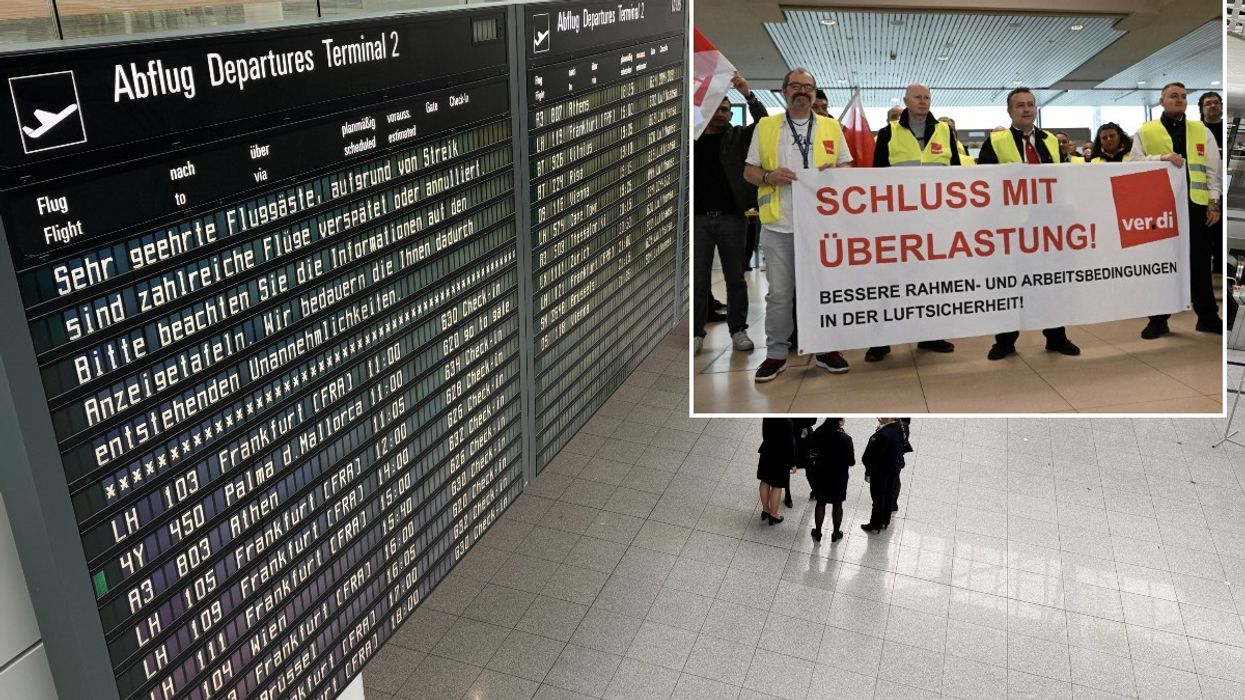 Frankfurt Airport and workers on strike at Cologne-Bonn airport