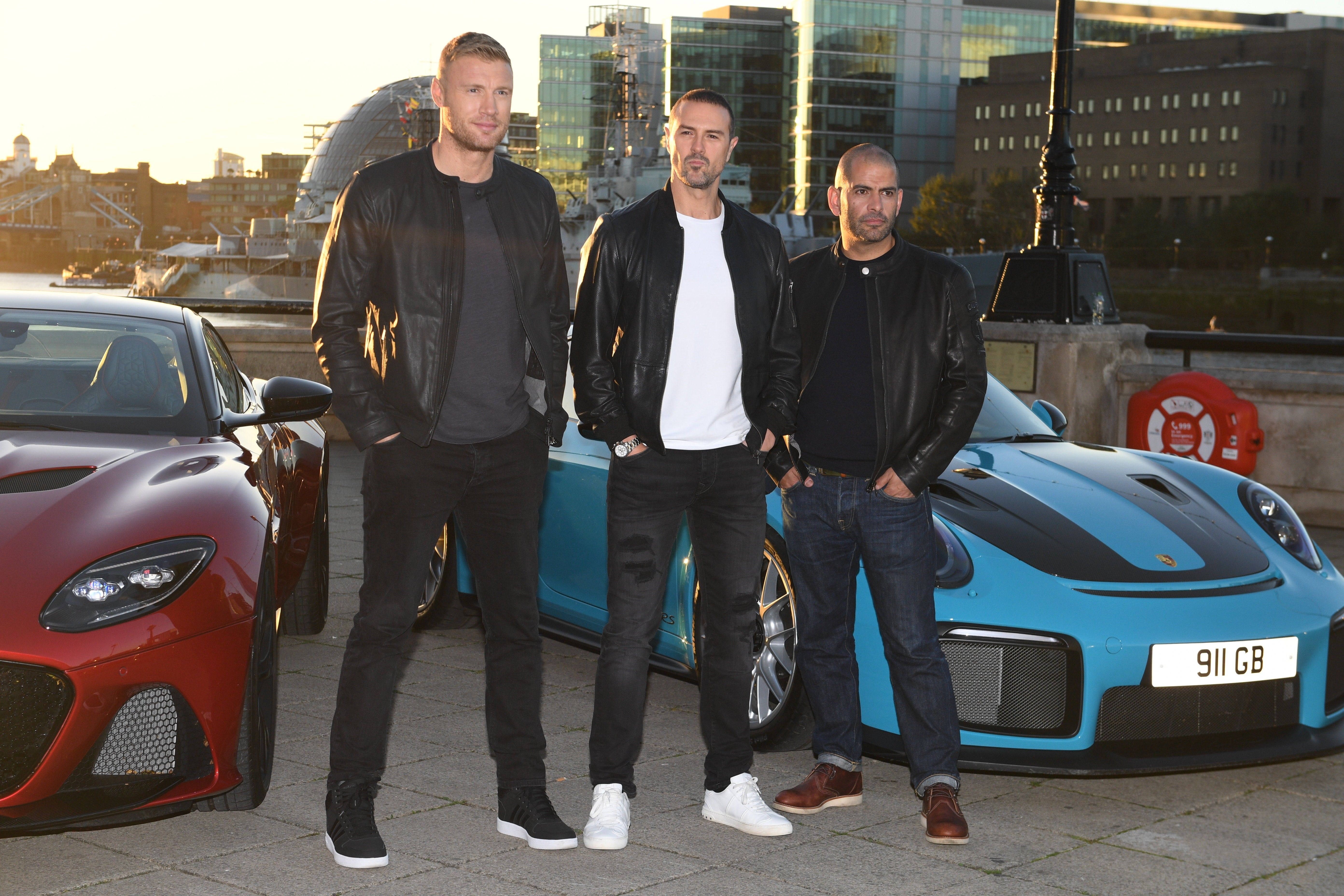 Freddie Flintoff, Paddy McGuinness and Chris Harris