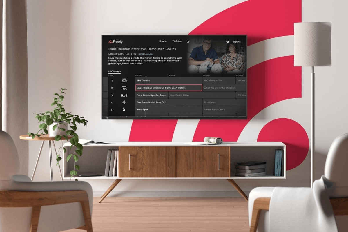 Freely-powered TV in living room