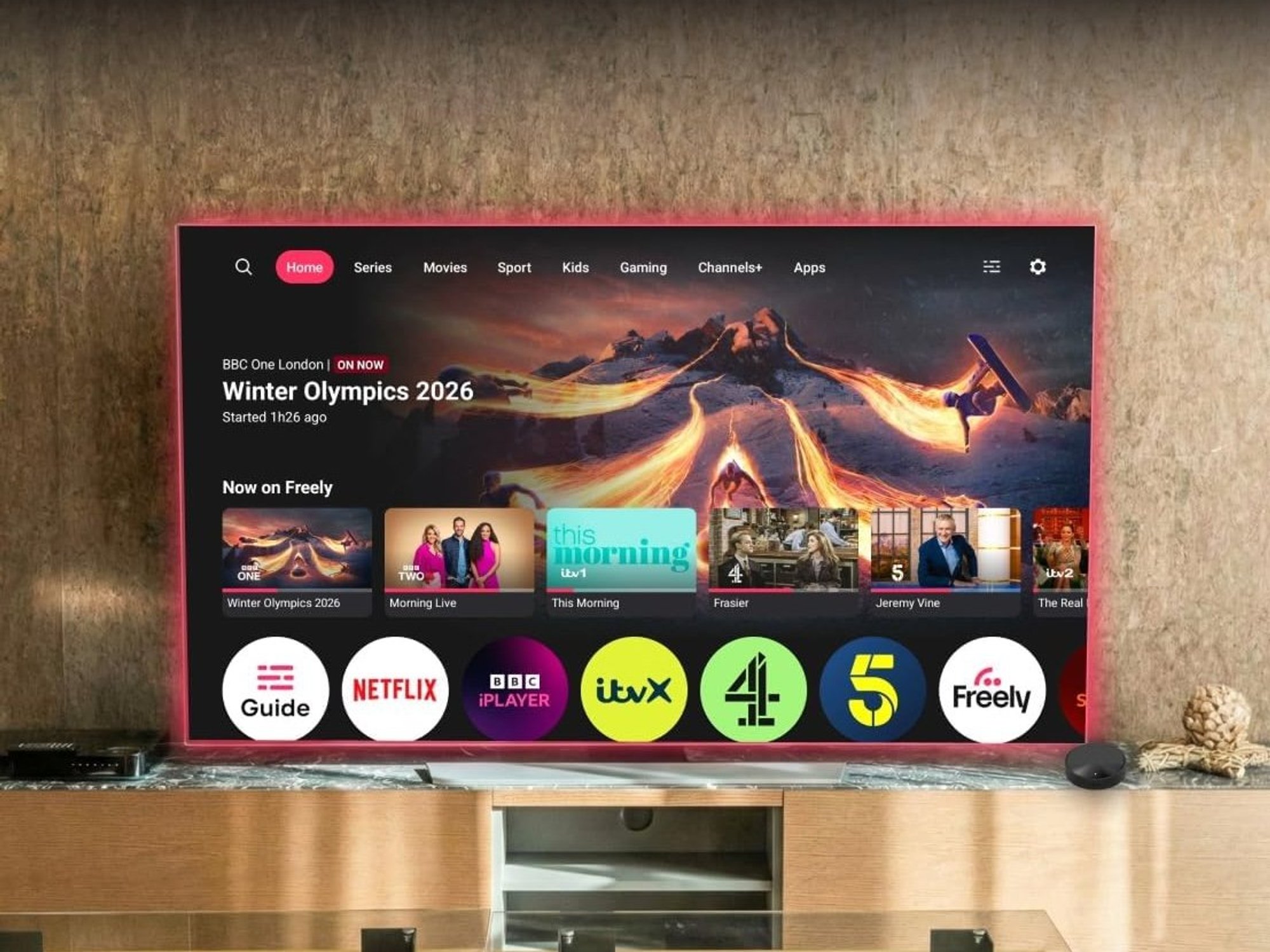 Freely-powered TV