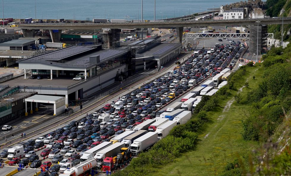 Freight and holiday traffic queues at the Port of Dover in Kent. Picture date: Friday May 27, 2022.