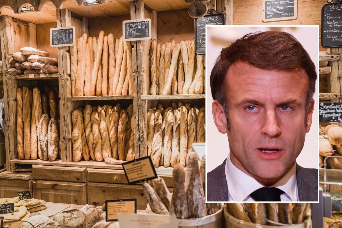 French bakery and Emmanuel Macron