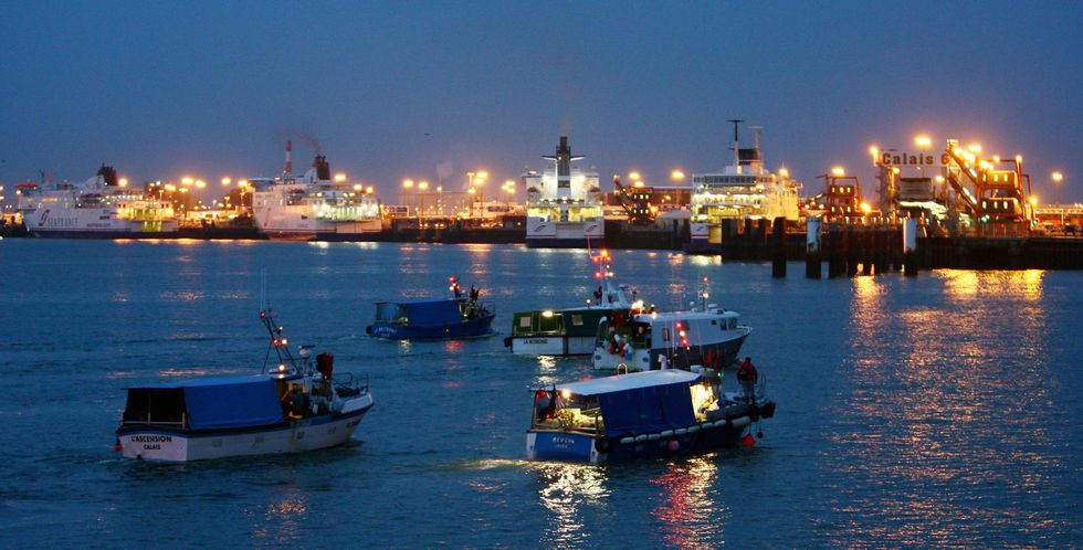 French fishing boats in the port of Calais.