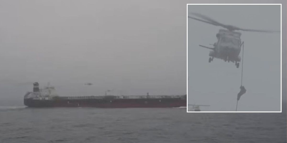 Watch the moment Britain bolsters French Navy operation to seize Putin oil tanker