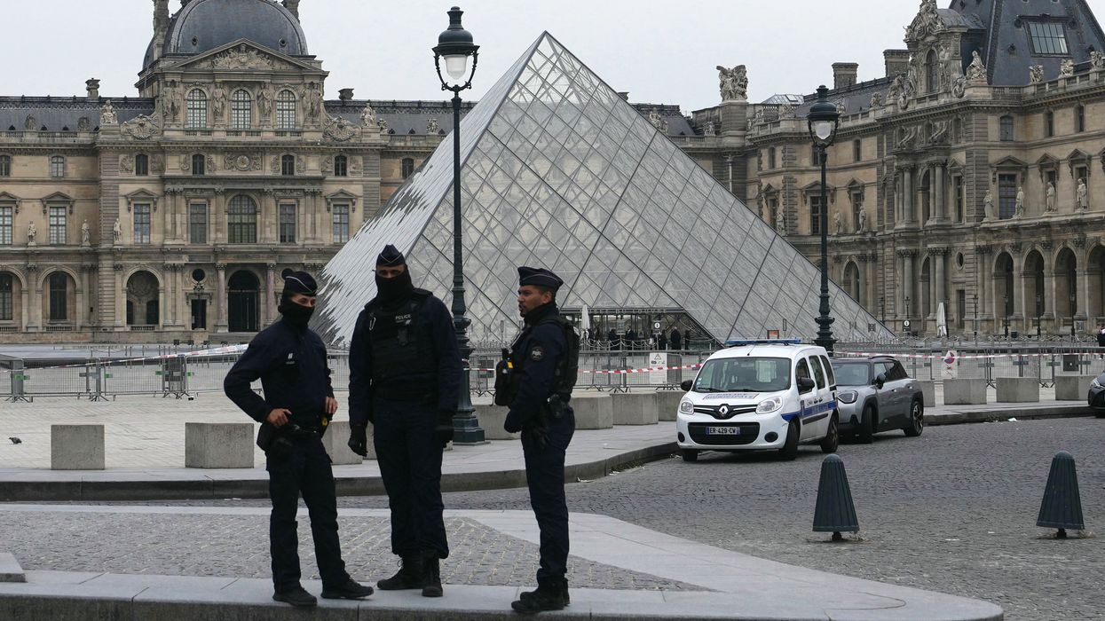 French Police outside the Louvre Museum in central Paris