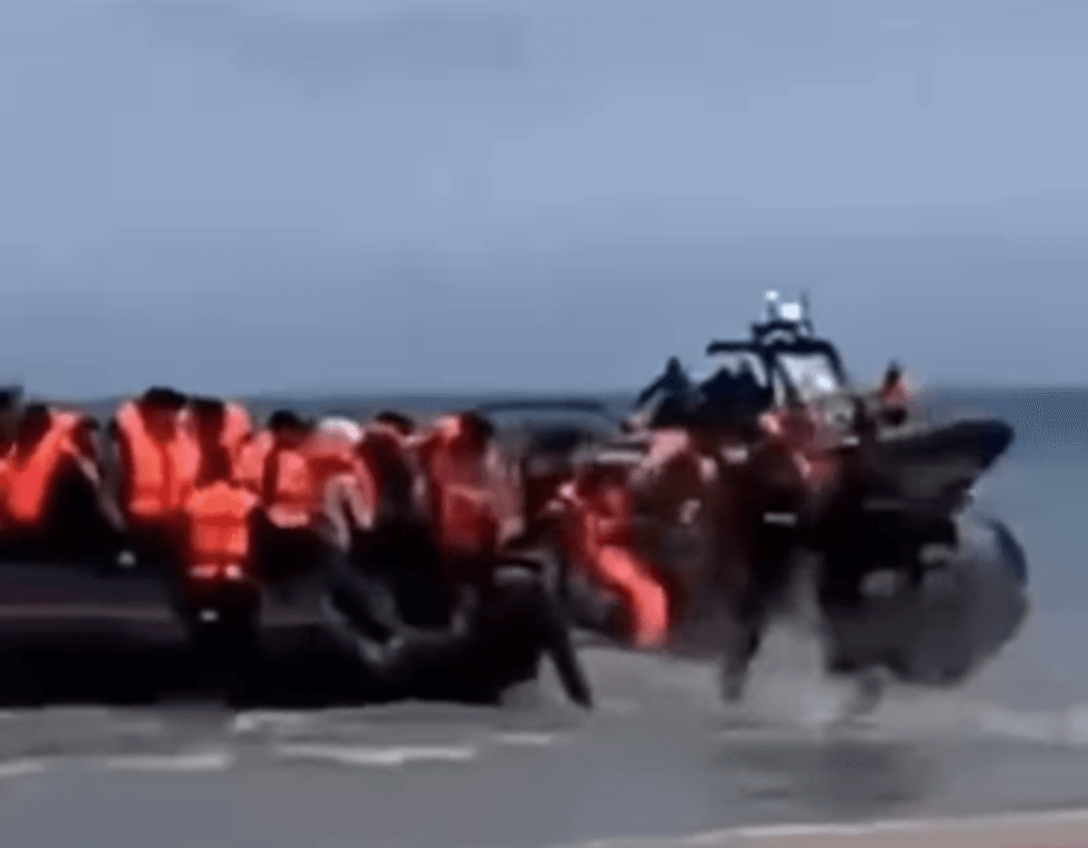 French police slash migrant boat