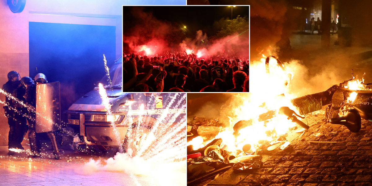 NextImg:France descends into CHAOS and violence with two dead and more than 550 arrested as PSG fans celebrate Champions League win