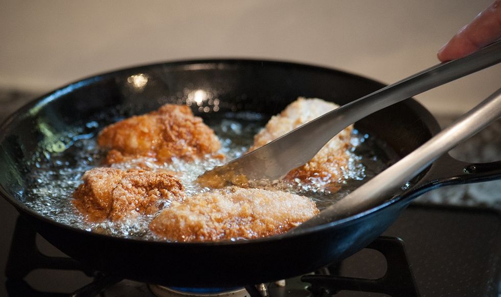 Fried food in a pan