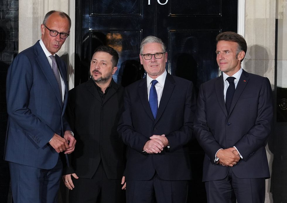 Friedrich Merz, Volodymyr Zelensky, Sir Keir Starmer, and Emmanuel Macron