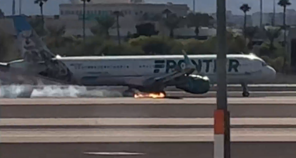 Frontier Airlines plane fire