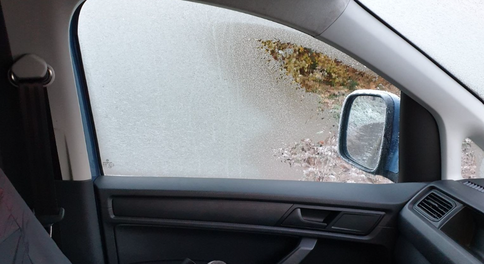 Frosted over window