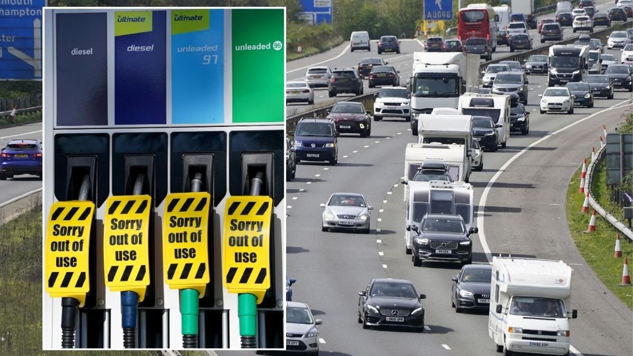 Fuel pumps and a busy motorway