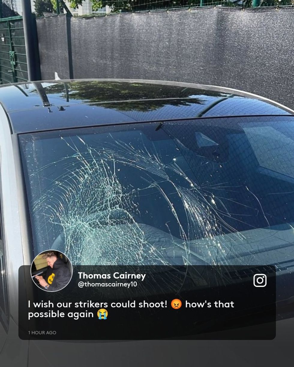 Fulham captain Tom Cairney's smashed windscreen