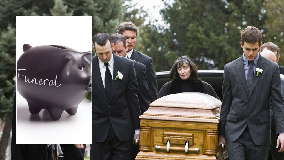 Funeral and piggy bank