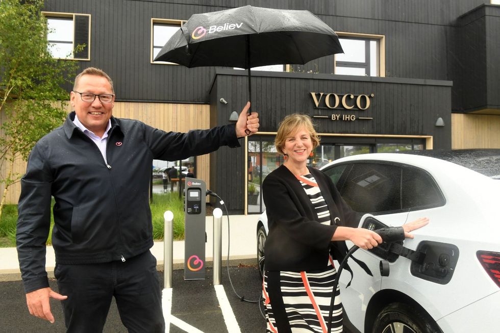 Future of Roads Minister Lilian Greenwood visiting Believ chargers in Devon