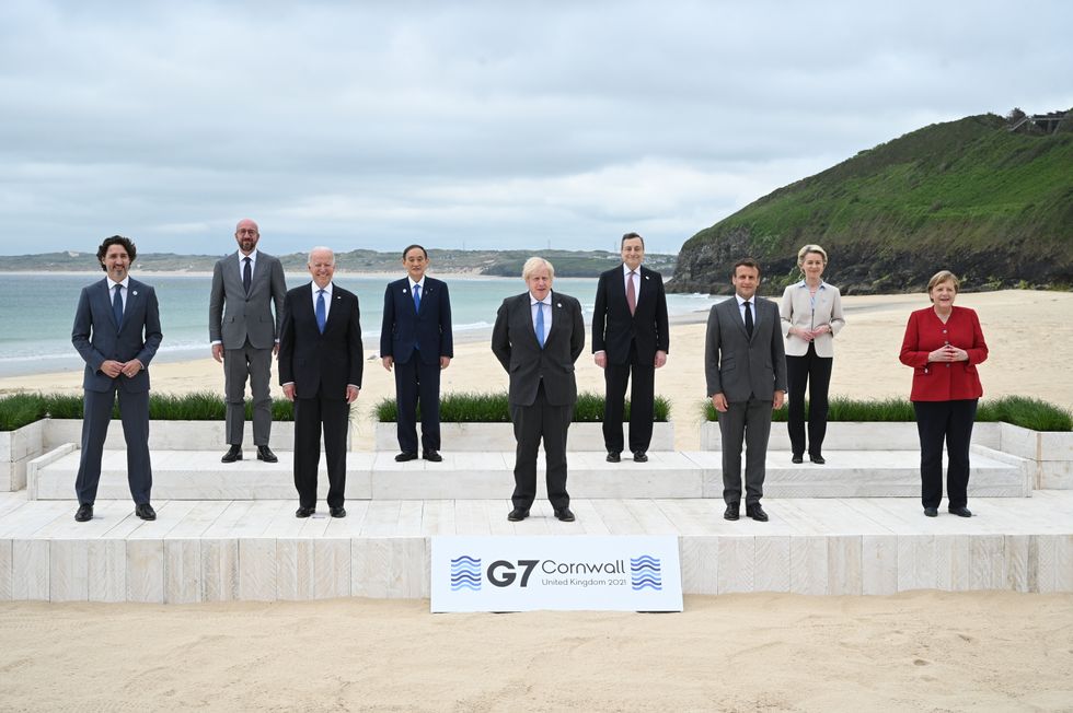 G7 leaders at Carbis Bay in Cornwall.