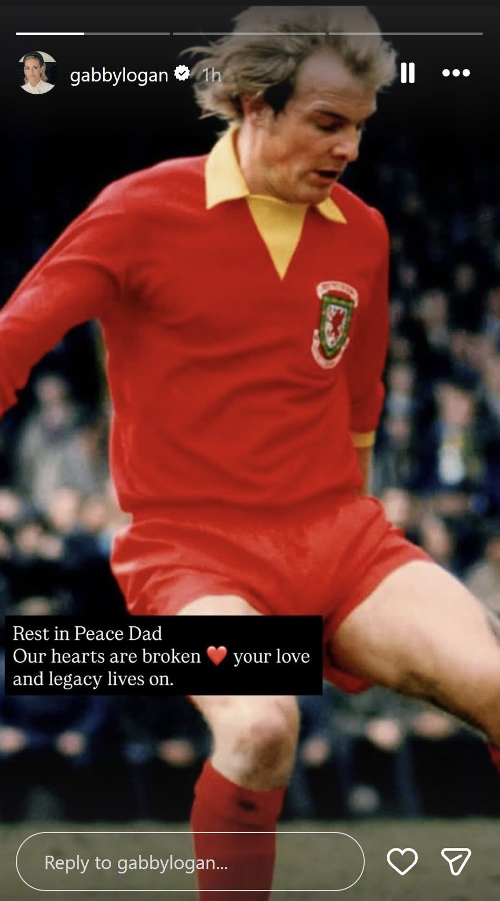 Gabby Logan took to social media to share a short statement on her father's death