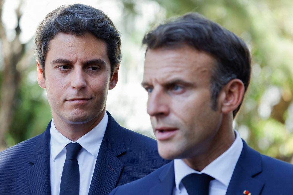 Gabriel Attal (left) and Emmanuel Macron (right)