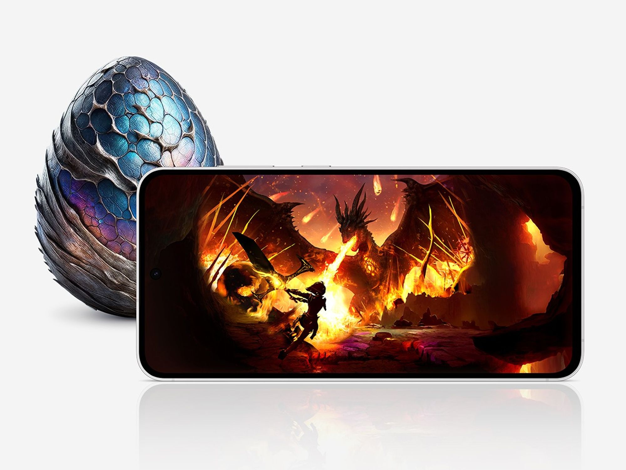 galaxy s24 FE phone with video game pictured on-screen