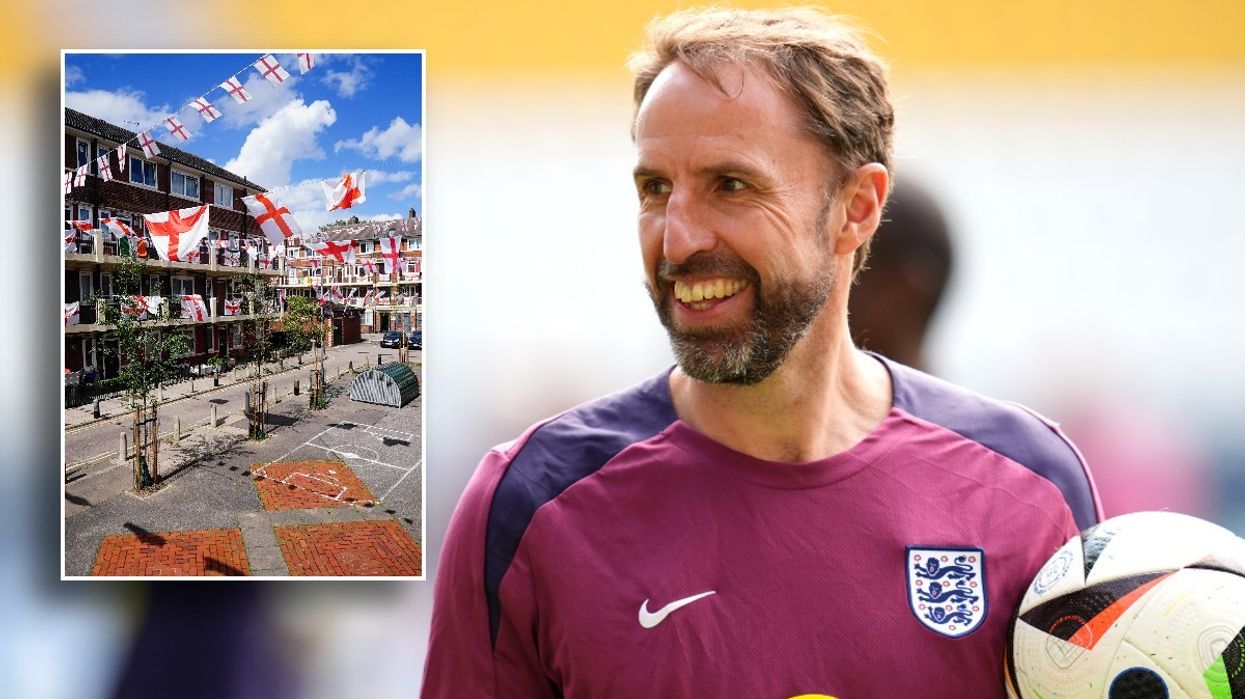 Gareth Southgate and English flag bunting