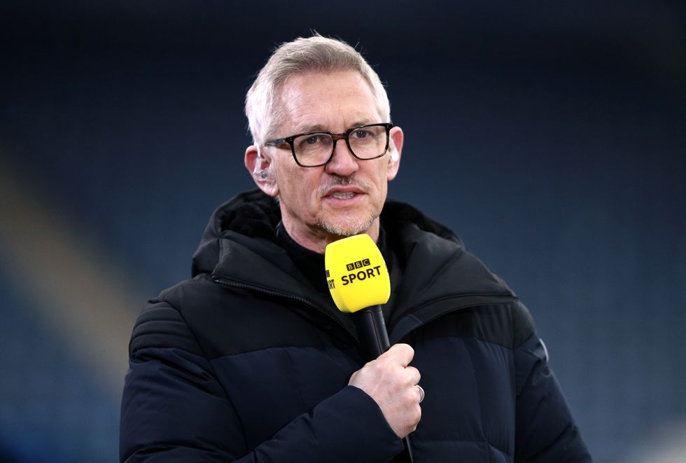 Gary Lineker holding a BBC Sport microphone