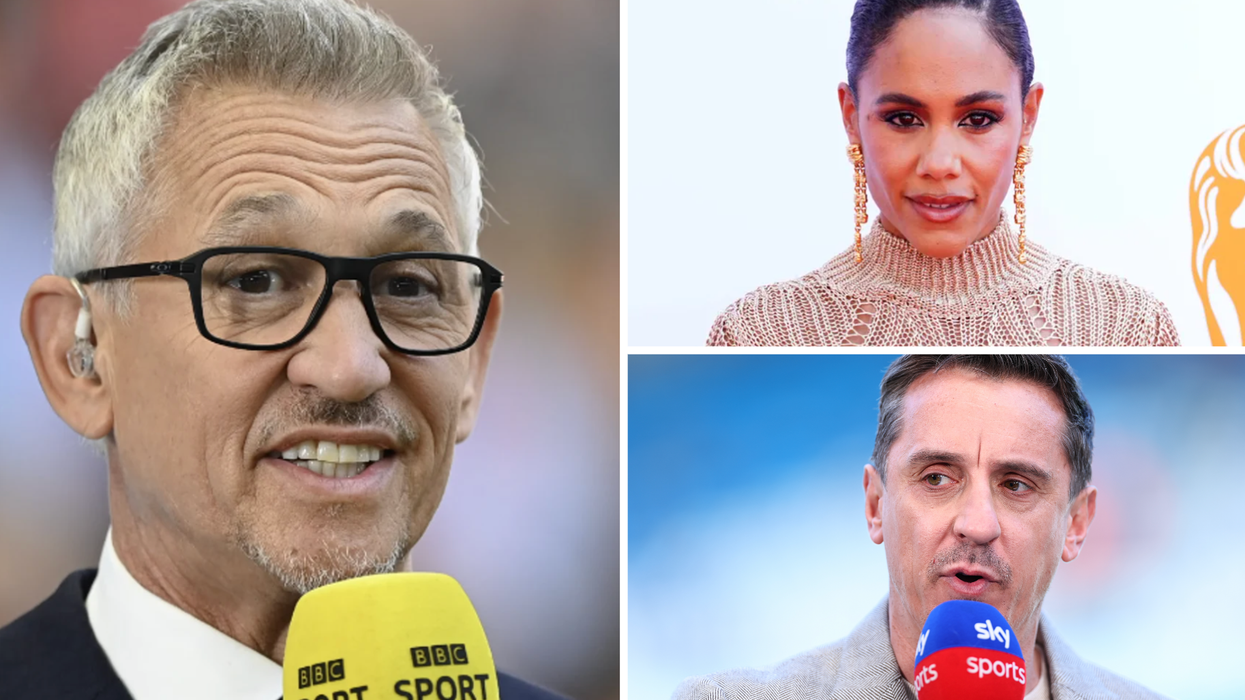 Gary Lineker (left), Alex Scott (top right), Gary Neville (bottom right)